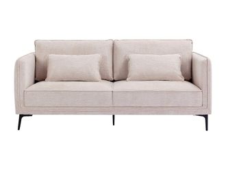 VENTE-UNIQUE.COM Sof&aacute; fijo poli&eacute;ster 3 plazas beige 194x80cm