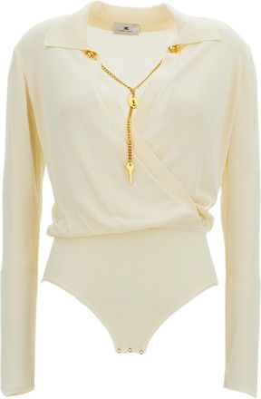 Elisabetta Franchi White Body Tricot Viscose Bodysuit