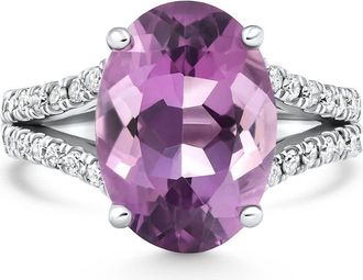 Pompeii3 4 3/4Ct Amethyst Diamond Split Shank Engagement Ring 14k White or Yellow Gold