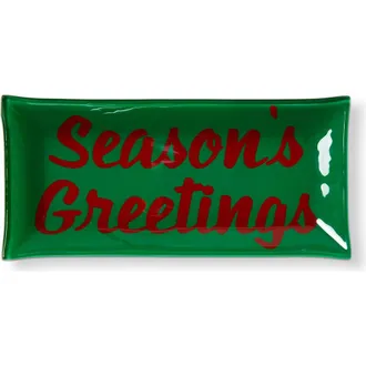 Tag Christmas Seasons Greetings Glass Trinket Tray Green Multi 9x4.33x0.8 in at Nordstrom