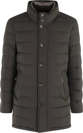 Moorer Calegari-KN quilted button coat - men - Polyester/Polyurethane/Goose Down - 50 - Brown