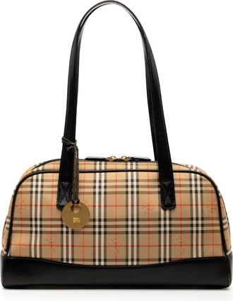 Burberry Borsa a spalla in tela con motivo Haymarket Check 2000-2017 - Marrone