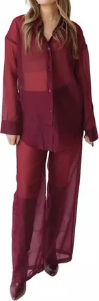 Mimosa Sheer Elegance Pants In Burgundy Wine