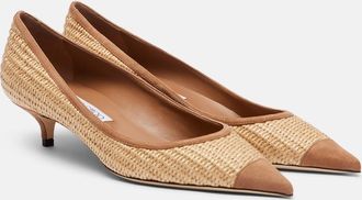 Jimmy Choo London Salones Amelia de rafia con ante