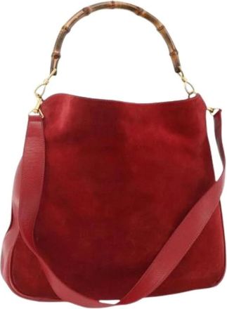 Gucci Pre-owned Shoulder Bags, female, Red, Size: ONE SIZE Pre-owned Vintage Suede Shoulder Bag