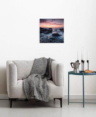 Komar Leinwandbild »Calm Current - Grösse 30 x 30 cm« Baum Berge Blätter Foto Jahreszeiten Landschaft Meer Natur Palmen Strand Packung, 1 Stk. tlg. Keilrahm