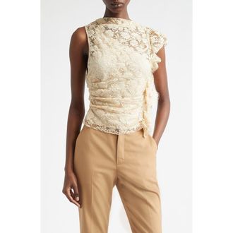 A.L.C. Astrid Lace Ruffle Top in Crema Dolce at Nordstrom, Size 12