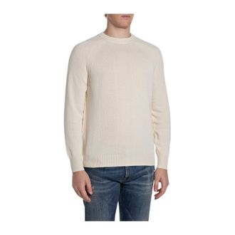 Replay Round-neck Knitwear, male, Beige, Size: XL Round-neck Knitwear