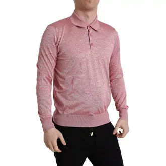 Dolce & Gabbana Pink Polyester Collared Men Pullover Mens Sweater (Pre-Owned)
