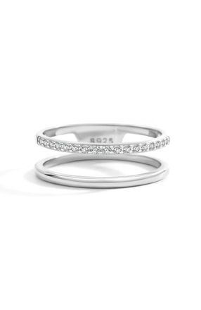 Mint & Lily Double Band Pave Ring in 925 Sterling Silver at Nordstrom, Size 10