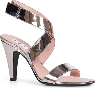 Alaia Womens Sandals Cone Mirror-Effect Leather Pink Lambskin