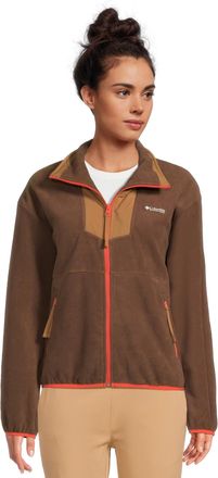Columbia Womens Sequoia Grove Full Zip Fleece Jacket, Tobacco/Camel Brown/Zing, L