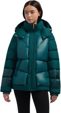 Pajar Vega Mixed Media Puffer Jacket with Removable Hood in Emerald at Nordstrom, Size X-Small