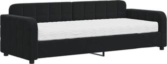 vidaXL Sofá cama con colchón terciopelo negro 80x200 cm vidaXL