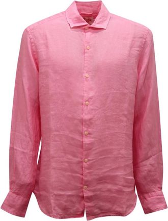 MC2 Saint Barth Overhemden, Heren, Roze, L, Linnen, Pamplona Linnen Shirt