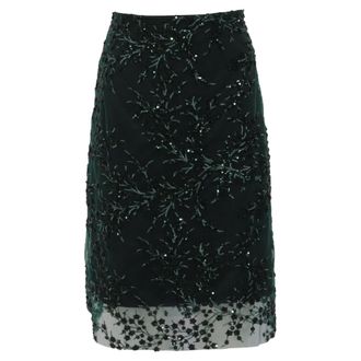 Reformation Blanca Sequined Midi Skirt in Green Nylon