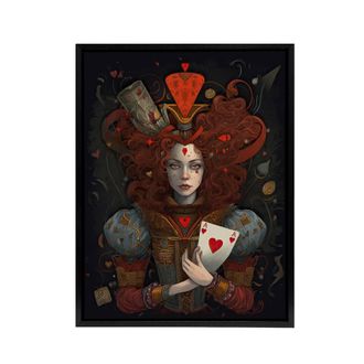 Artery8 Wonderland Queen Of Hearts Portrait Framed Canvas Wall Art Print in Red | Size: W24 x H32