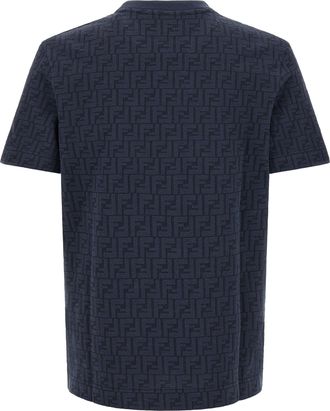 Fendi Logo-Embroidered Cotton Piqu&eacute; T-Shirt - Navy