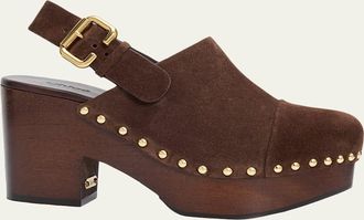 Chlo&eacute; 80mm Jeannette Suede Platform Clogs