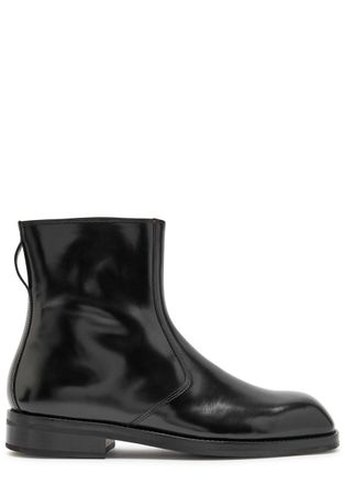Christophe Lemaire Glossed Leather Ankle Boots - Black - 45 (IT45 / UK11)