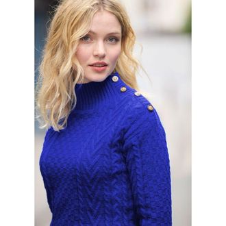 Joe Browns Turtleneck Cable Sweater in Cobalt Blue at Nordstrom, Size Large