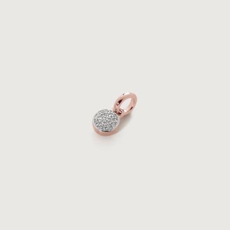 Monica Vinader Rose Gold Fiji Mini Button Diamond Pendant Charm Diamond
