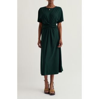 Seasalt Cornwall Water Mint Twist Front Organic Cotton Blend Midi Dress in Tehidy at Nordstrom, Size 14 Us