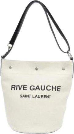 Saint Laurent Pre-owned Canvas Shoulder Bag - Dames - Vintage Tas - Beige - ONE Size - Leer - Vintage