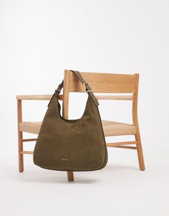 Michael Kors Nolita - Borsa da spalla grande morbida in nabuk kaki scuro-Verde