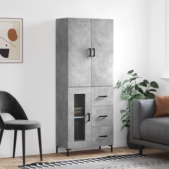 vidaXL Vidaxl - Aparador Alto Madera Contrachapada Gris Hormig&oacute;n 69,5x34x180 Cm