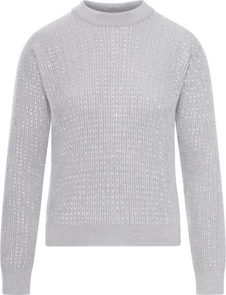 Golden Goose Crystal Embellished Sweater - Dames - Ronde hals truien - Grijs - S - Truien & Vesten
