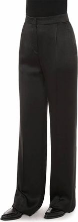 Alberta Ferretti Flat Front Satin Trouser In Black