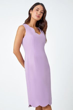 Roman Scallop Edge Plain Shift Dress
