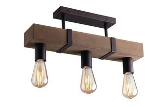 Netlighting Texas Bar Ceiling Semi Flush Light Moro Antique Wooden E27 in Brown