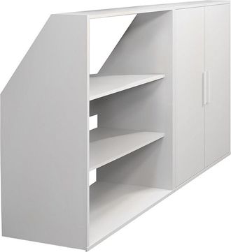 Vente-Unique Armario inclinado para techo abuhardillado con 2 puertas y 2 estantes - Blanco - ADEZIO
