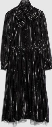 Gucci Pinstripe Silk Organza Chemisier Dress, Black