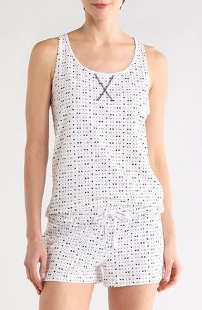 Calvin Klein Jersey Tank & Shorts Pajama 2-Piece Set in Pixel Hearts+White at Nordstrom Rack, Size X-Large