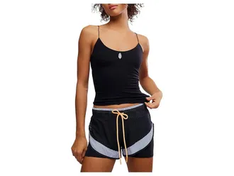 Free People Movement Skinny Strap Logo Tank Top Womens Clothing Black : MD (Womens 8-10), Cotton/Elastane/Viscose