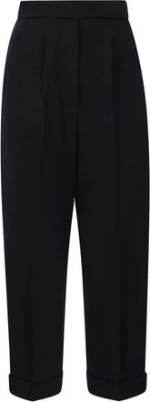 Max Mara High-waisted Cropped Broeken - Dames - Vrijetijds broeken - Blauw - S - Leer - Broeken