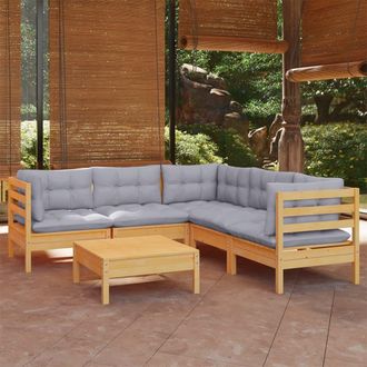 vidaXL Juego De Muebles De Jard&iacute;n 6 Pzas Y Cojines Madera Maciza Pino Vidaxl