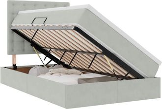 vidaXL Bed with Mattress with LED Light Grey 120 x 190 cm Velvet vidaXL