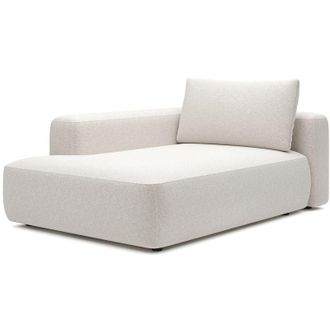 Vente-Unique Chaise longue sinistra in tessuto m&eacute;lange crema - DAVISO