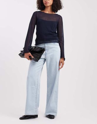 Levi's Jeans a cilindro lavaggio candeggiato stretti in vita-Blu