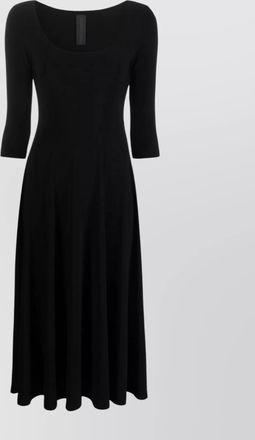 Norma Kamali polyester scoop-neck flared midi dress