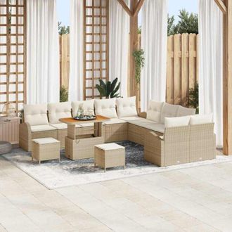 vidaXL Conjunto De Sof&aacute; De Jard&iacute;n 13 Pcs Beige, Crema 90 X 55 X 71 Cm Vidaxl