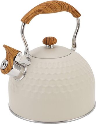 OEM Hervidor De Agua Silbante Para Estufa De 2,5 L, Calentamiento Uniforme Del T&eacute; Para Una Familia, Totalmente De Acero Inoxidable/blanco, 1 Silbato