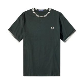 Fred Perry T-Shirts, male, Green, XL, Night Green Twin Tipped T-Shirt