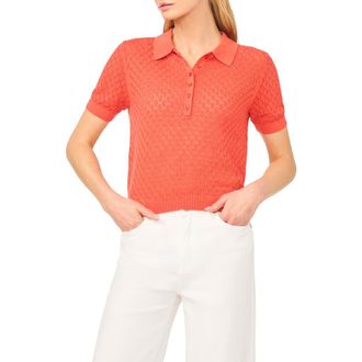 Ted Baker Clara Diamond Knit Polo in Tomato Orange at Nordstrom, Size X-Small