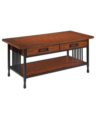 Leick Home Ironcraft Rustic Solid Wood 2-Drawer Coffee Table With Shelf