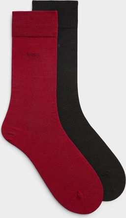 BOSS Mens Solid wool dress socks 2-pack
